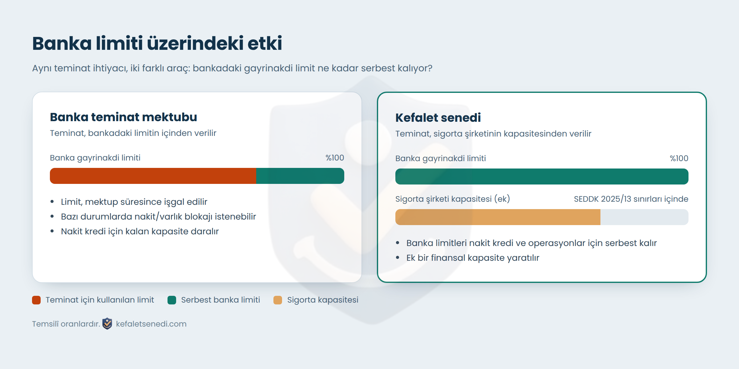 Banka teminat mektubu ve kefalet senedinin banka gayrinakdi limiti üzerindeki etkisi
